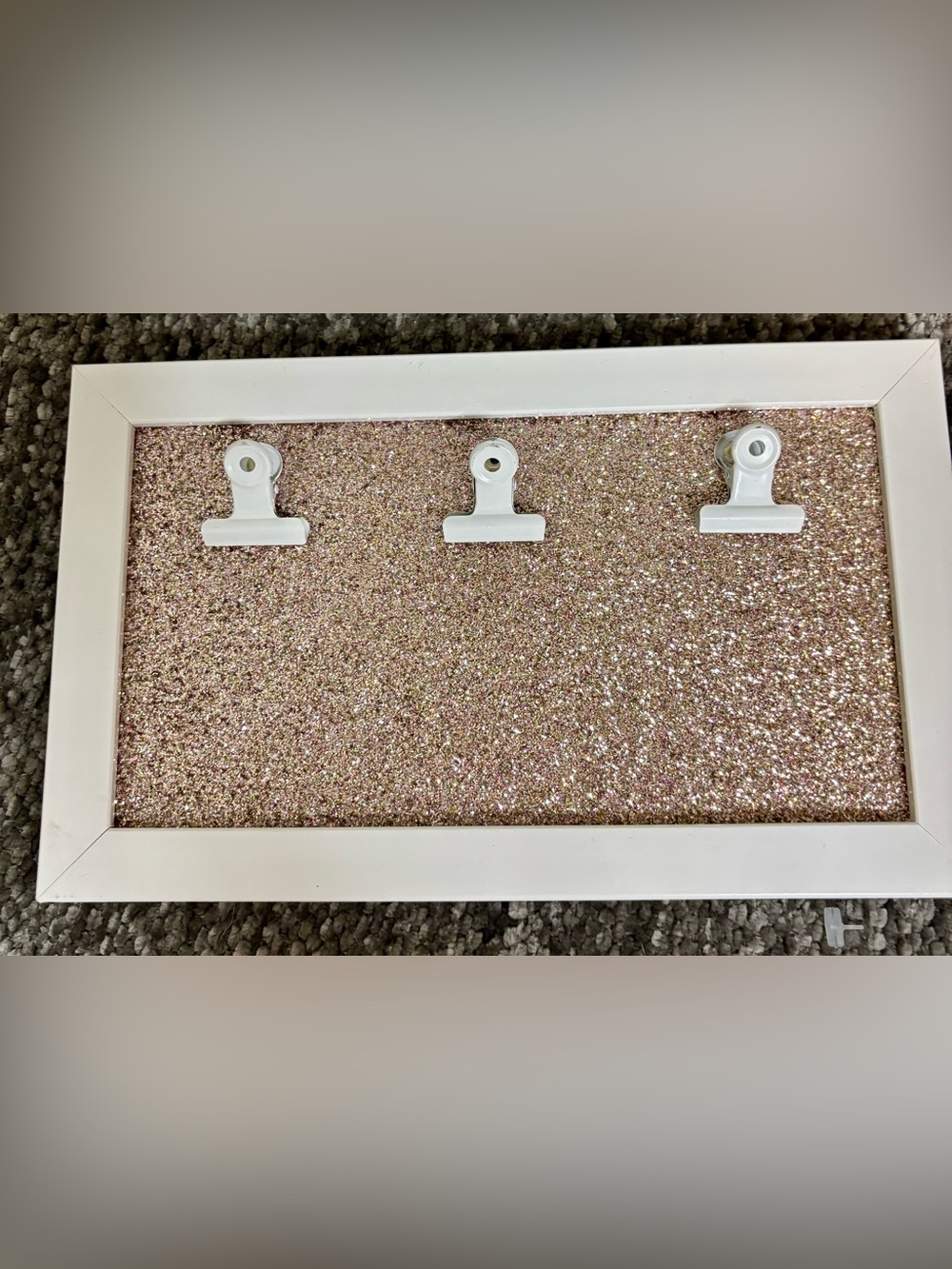 Sheffield Home White Frame Glitter Clip Display in Rose Gold Sparkle